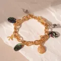 Elegant gold ocean charm bracelet with shell starfish and marbled stone pendants - OT Clasp Drip Oil Shell Starfish (3# Silver Shell)