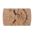 Superweiches dehnbares Nylon Baby Stirnband mit großer Schleife in warmem Hellbraun - Hellbraun