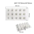 Witte siliconen fruitmoussevorm met 15 holtes, afmetingen 295 x 170 x 50 mm - 15 Holtes Aardbeistijl (MCM-143)