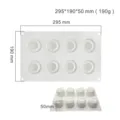 Witte siliconen moussevorm met 8 holtes en maataanduidingen, afmeting 295x190x50mm - Kristalappelstijl (MCM-221)