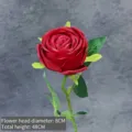 Single red velvet artificial rose stem for home wedding decoration 48cm height - Imperial Rose / New Red