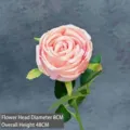 Premium single pink artificial velvet rose with 8cm head and 48cm stem for home decor - Imperial Rose / New Pink