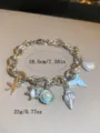 Ocean-style silver charm bracelet with pearls and sea-themed pendants, 18.5cm. - Silver Ocean Pearl Fish Tail (16# Silver Shell)