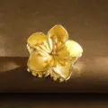 Elegant yellow plumeria flower metal hair claw clip for women's romantic hair styling - Peach Blossom Style / 5.5cm / Yellow