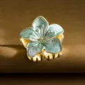 Blue enamel frangipani flower hair claw clip with gold-tone metal finish - Peach Blossom Style / 5.5cm / Blue