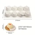 Witte siliconen mal variant met 8 holtes in broodjesvorm en gedetailleerde maten - 8 Holtes Granaatappelstijl (MCM-421)
