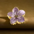 Elegant purple frangipani flower hair claw clip with golden metal finish for women - Peach Blossom Style / 5.5cm / Purple