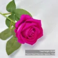 Realistic single stem magenta artificial velvet rose for elegant wedding and home decoration - 7cm Rose / Rose Red