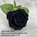 Realistic single stem black velvet artificial rose for elegant wedding and home decor - 7cm Rose / Black