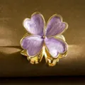 Elegant purple enamel flower hair claw clip with a gold-tone metal frame for women - Four-Petal Flower / 5.5cm / Purple