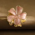 Elegant pink enamel plumeria flower hair claw clip with polished gold metal finish - Five-Petal Flower / 5.5cm / Pink