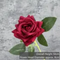Elegant dark red velvet artificial rose single stem for wedding and home decoration - 8cm Angular Rose Style / Dark Red