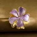 Elegant purple plumeria flower hair claw clip with golden metal finish for women - Five-Petal Flower / 5.5cm / Purple