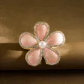 Pink frangipani flower hair claw clip with sparkling rhinestones and pearl center - Zirconia Flower / 6cm / Pink