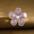 Elegant purple floral metal hair claw with rhinestones and central pearl detail - Rhinestone Flower Style / 6cm / Purple