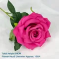 Single stem artificial velvet rose in fuchsia pink for wedding and home decoration - Diamond Rose / Rose Red
