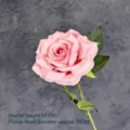 Realistic single artificial pink velvet rose, 50cm height, for home and wedding decor - Diamond Rose / Water Pink