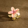 Romantic peach pink frangipani flower metal hair claw clip for elegant women styling - 3.5cm / Light Pink