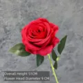 Single branch red artificial flannel rose with 51cm stem and 9cm large flower head - Happy Rose (Happy Style) / Red