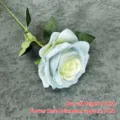 Single light blue artificial flannel rose flower branch for home and wedding decor - Happy Rose (Happy Style) / Ice Blue