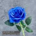Single blue velvet artificial rose, 51cm height, for elegant wedding and home decoration. - Happy Rose / Sapphire Blue