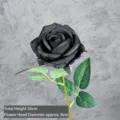 Elegant artificial black flannel rose branch for wedding decor, 50cm tall with 8cm head - Pearl Rose / Black