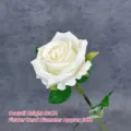 Single branch of artificial white velvet rose for home and wedding flower decoration - Pearl Rose / White