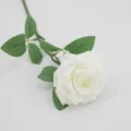 Elegant single stem white velvet artificial rose flower for wedding and home decoration - Chinese Rose / White