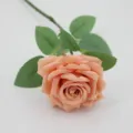 Single stem artificial orange rose flower with soft velvet petals for home wedding decor - Chinese Rose / Orange