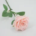 Premium single stem artificial velvet rose in soft pink for wedding and home decor - Chinese Rose / Flesh Pink