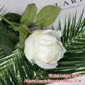 Single stem white artificial velvet rose for wedding and home decoration - Roses Oil Painting / White