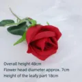 Single stem red artificial velvet rose flower for home wedding decoration 48cm height - Lover Rose / Red