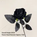 Elegant single black artificial velvet rose flower for wedding and home decoration - 7CM Velvet Rose / Black