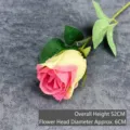 Single stem artificial pink rose with realistic gradient petals for home decor - Snow Mountain Rose / Rose Red