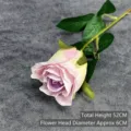 Single purple silk artificial rose with green stem for wedding and home decor - Snow Mountain Rose / Lavender