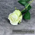 Single artificial cream white velvet rose 52cm stem for elegant home and wedding decoration - Snow Mountain Rose / White