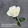 Single white artificial velvet rose stem for home or wedding decor 50cm in height - Jiao Rose Style / White