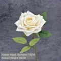 Cream velvet artificial rose branch variant with 10cm flower head and 50cm total height. - Jiao Rose Style / Champagne