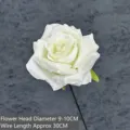 Realistic white velvet artificial rose flower with 30cm stem for home wedding decor - Diamond Rose (Sign Insert Style) / 1 Piece / White