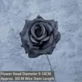 Single stem black velvet artificial rose with 10cm head for wedding and home decor - Diamond Rose (Sign Insert Style) / 1 Piece / Black