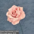 Realistic pink velvet artificial rose with 10cm flower head and 30cm stem detail. - Diamond Rose (Sign Insert Style) / 1 Piece / Light Coffee