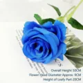 Handcrafted single blue velvet artificial rose flower with green leaves for decoration - Plush Series Single Rose / 9cm / Sapphire Blue