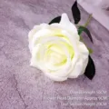 Elegant white velvet artificial rose single stem for home and wedding flower decor - Plush Series Single Rose / 9cm / White