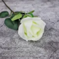 Single artificial white velvet rose, 48cm tall with 7cm flower head for home decor - Romantic Series Single Rose / 7cm / White