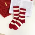 Burgundy and white striped mid-tube cotton socks, cozy fall winter daily wear casual socks. - One Size / Festive Zebra Pattern