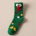 Plush fluffy Christmas socks with cute 3D googly eyes and colorful polka dots, warm mid-calf. - 35-39 / Blue Eye with Lashes