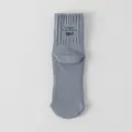 Men's grey thick knit crew socks, Japanese cityboy camping style cotton socks with print. - Light Gray