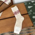 Christmas vintage knit wool socks with cozy deer and snowflake patterns for warm winter days. - One Size / Cream Red