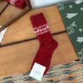 Christmas red wool socks featuring cute snowflake and deer pattern, warm and cozy winter hosiery. - One Size / Red