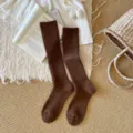 Calcetines acanalados de lana marrón, calcetines térmicos de invierno muy acogedores. - Talla única / Marrón